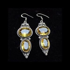 Elegant Citrine Yellow Gemstone .925 Earrings